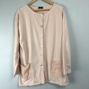 VTG A La Mode Womens Cotton Jersey Cardigan sz 2 XL Lagenlook Pastel Earthy USA